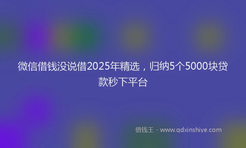 微信借钱没说借2025年精选，归纳5个5000块贷款秒下平台