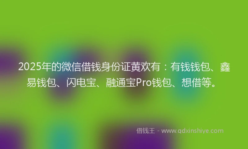 2025年的微信借钱身份证黄欢有：有钱钱包、鑫易钱包、闪电宝、融通宝Pro钱包、想借等。