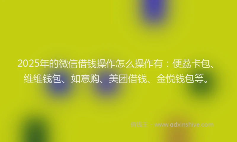 2025年的微信借钱操作怎么操作有：便荔卡包、维维钱包、如意购、美团借钱、金悦钱包等。