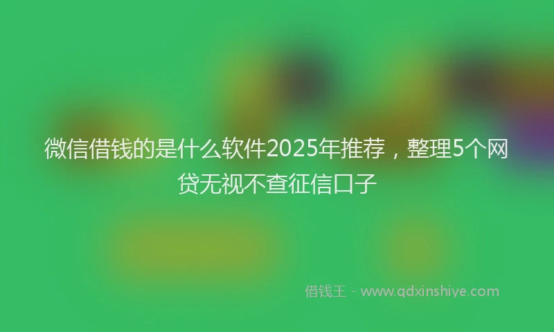 微信借钱的是什么软件2025年推荐，整理5个网贷无视不查征信口子