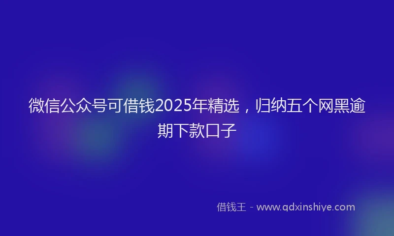 微信公众号可借钱2025年精选，归纳五个网黑逾期下款口子