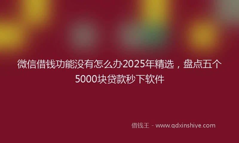 微信借钱功能没有怎么办2025年精选，盘点五个5000块贷款秒下软件