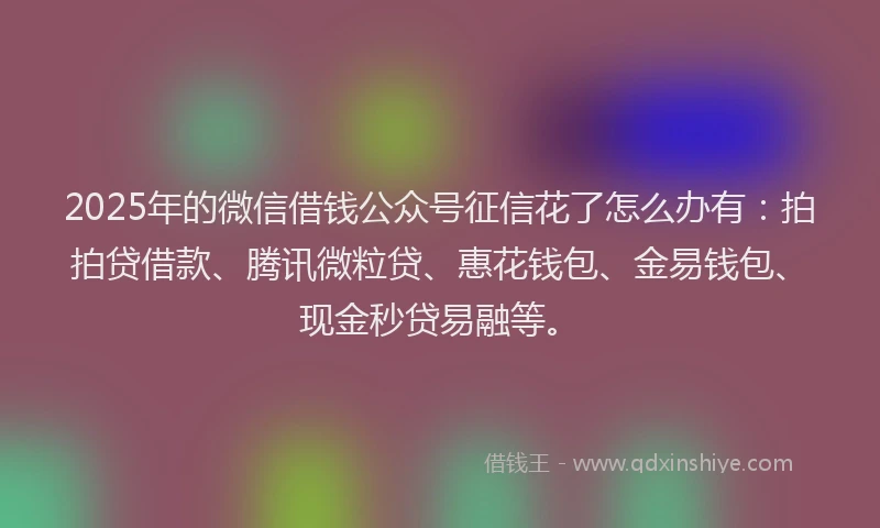 2025年的微信借钱公众号征信花了怎么办有：拍拍贷借款、腾讯微粒贷、惠花钱包、金易钱包、现金秒贷易融等。