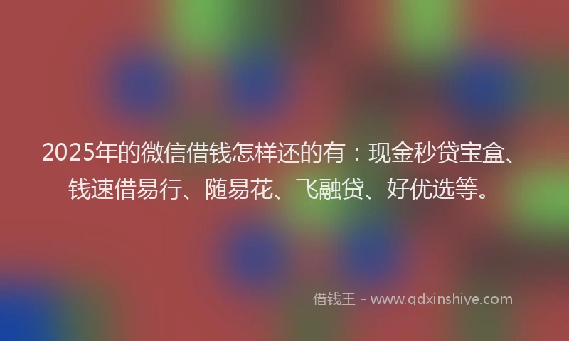 2025年的微信借钱怎样还的有：现金秒贷宝盒、钱速借易行、随易花、飞融贷、好优选等。