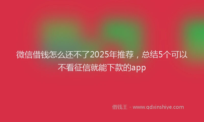 微信借钱怎么还不了2025年推荐，总结5个可以不看征信就能下款的app