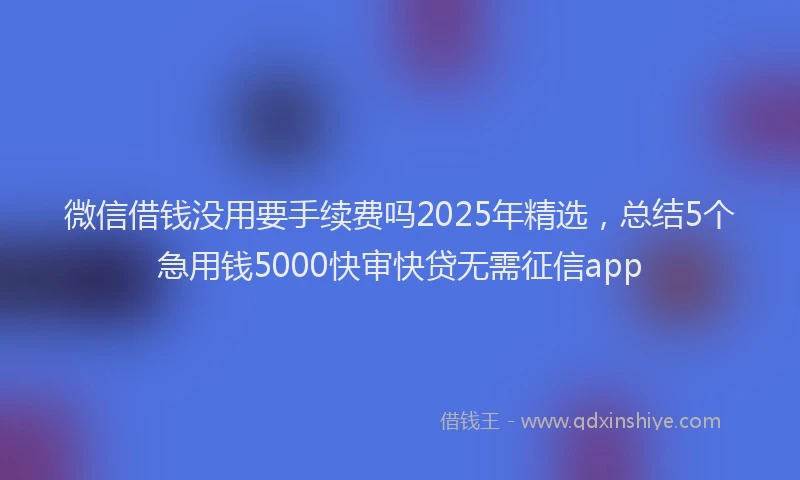 微信借钱没用要手续费吗2025年精选，总结5个急用钱5000快审快贷无需征信app