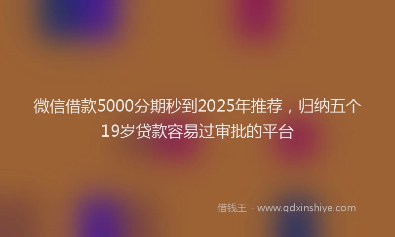 微信借款5000分期秒到2025年推荐，归纳五个19岁贷款容易过审批的平台