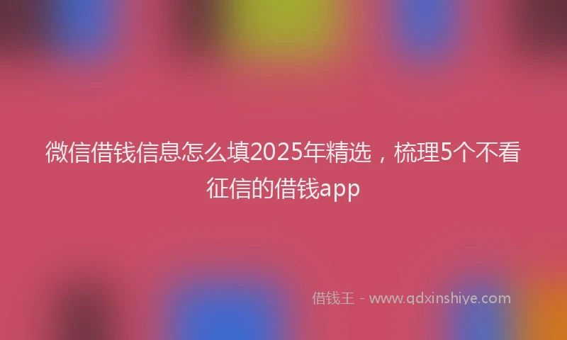 微信借钱信息怎么填2025年精选，梳理5个不看征信的借钱app