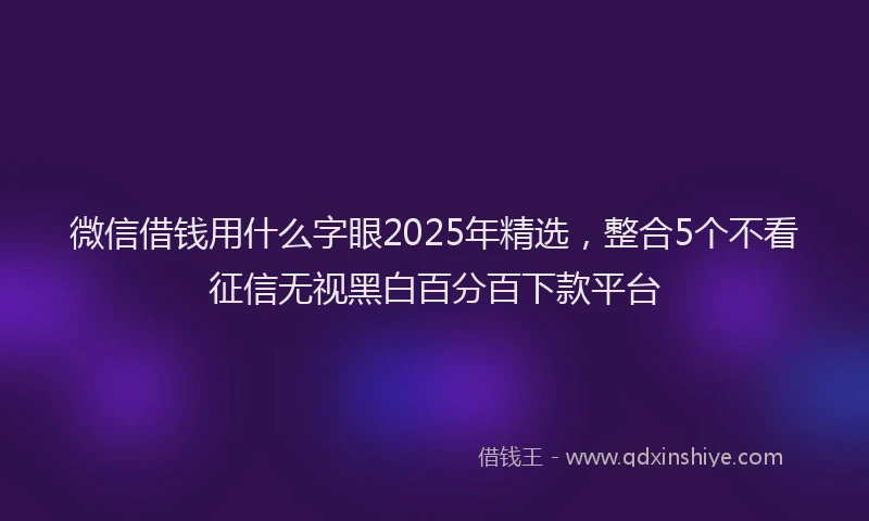 微信借钱用什么字眼2025年精选，整合5个不看征信无视黑白百分百下款平台