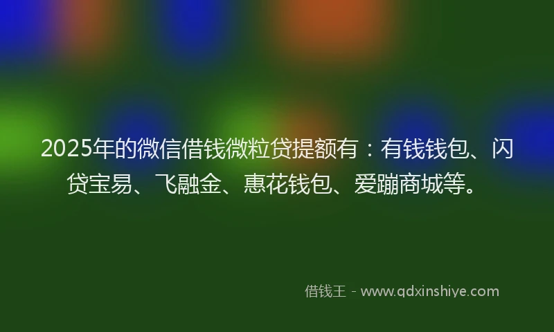 2025年的微信借钱微粒贷提额有：有钱钱包、闪贷宝易、飞融金、惠花钱包、爱蹦商城等。