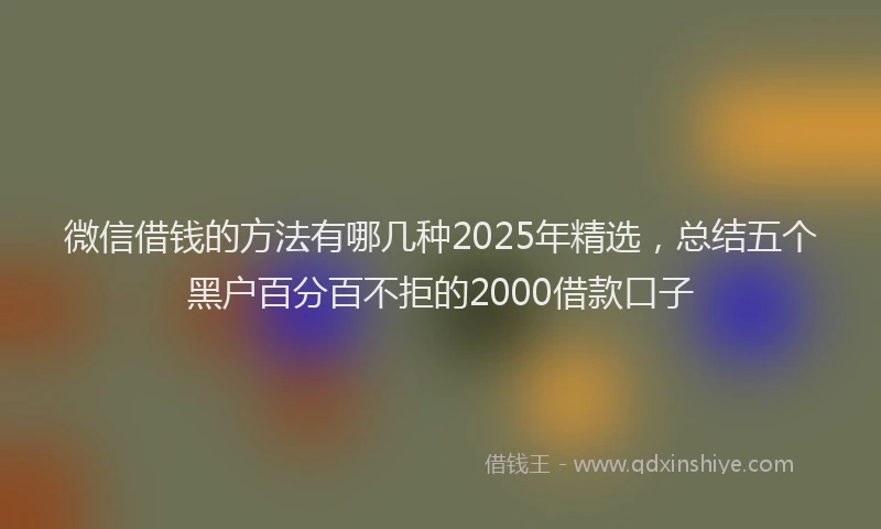 微信借钱的方法有哪几种2025年精选，总结五个黑户百分百不拒的2000借款口子