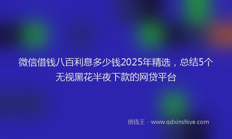 微信借钱八百利息多少钱2025年精选，总结5个无视黑花半夜下款的网贷平台