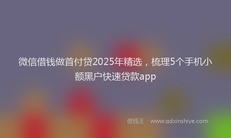 微信借钱做首付贷2025年精选，梳理5个手机小额黑户快速贷款app