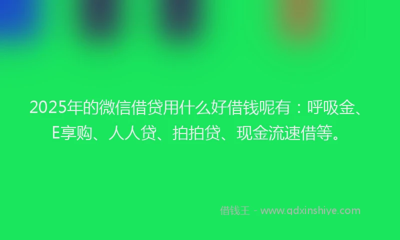 2025年的微信借贷用什么好借钱呢有：呼吸金、E享购、人人贷、拍拍贷、现金流速借等。