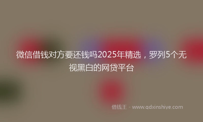 微信借钱对方要还钱吗2025年精选，罗列5个无视黑白的网贷平台