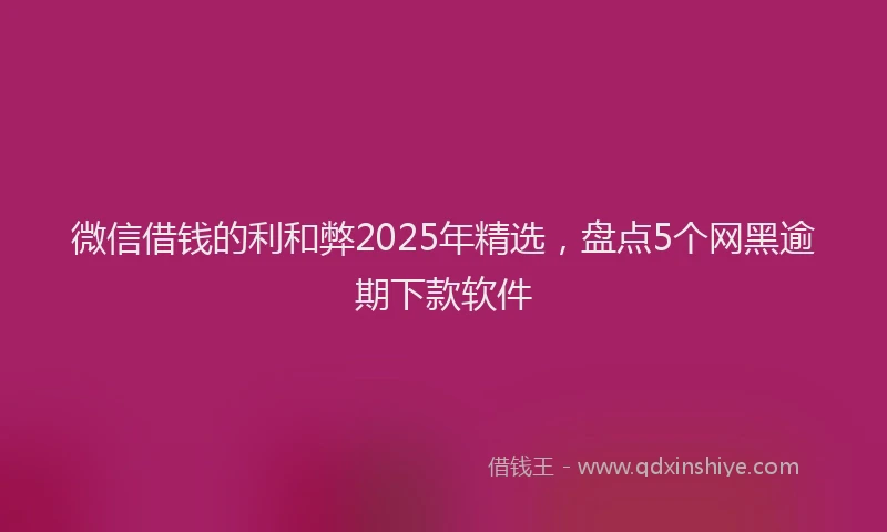 微信借钱的利和弊2025年精选，盘点5个网黑逾期下款软件
