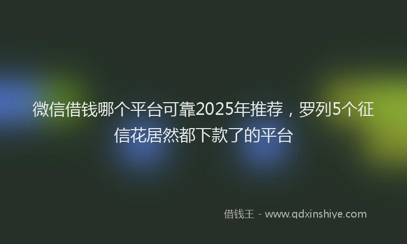 微信借钱哪个平台可靠2025年推荐，罗列5个征信花居然都下款了的平台