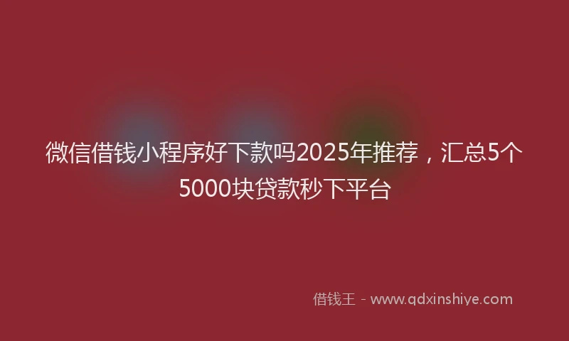 微信借钱小程序好下款吗2025年推荐，汇总5个5000块贷款秒下平台
