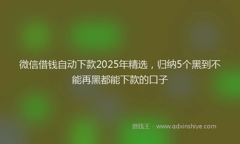 微信借钱自动下款2025年精选，归纳5个黑到不能再黑都能下款的口子