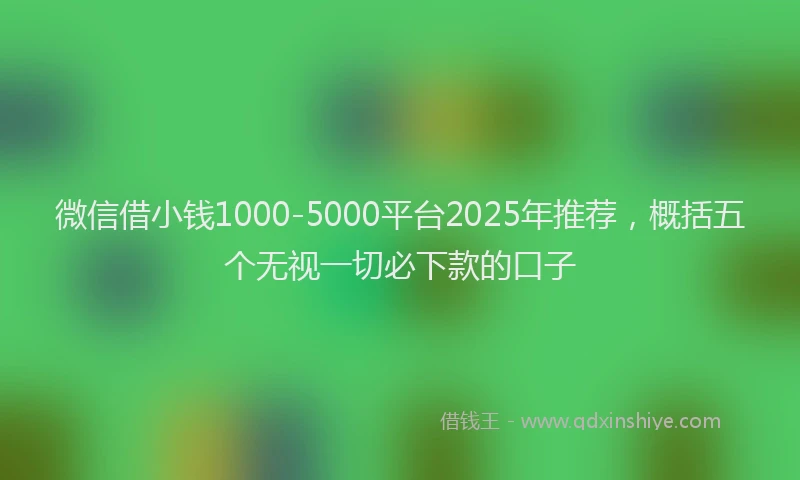 微信借小钱1000-5000平台2025年推荐，概括五个无视一切必下款的口子