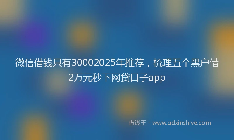 微信借钱只有30002025年推荐，梳理五个黑户借2万元秒下网贷口子app