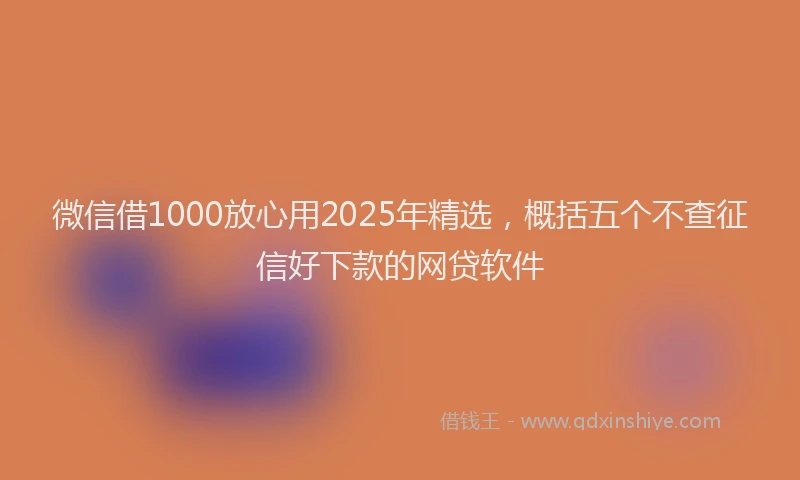 微信借1000放心用2025年精选，概括五个不查征信好下款的网贷软件
