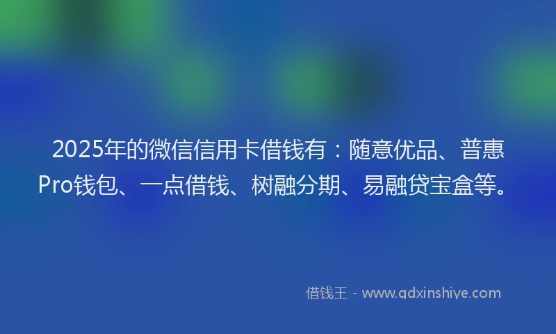 2025年的微信信用卡借钱有：随意优品、普惠Pro钱包、一点借钱、树融分期、易融贷宝盒等。