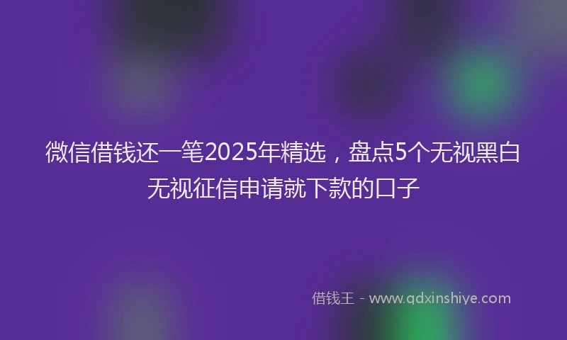 微信借钱还一笔2025年精选，盘点5个无视黑白无视征信申请就下款的口子