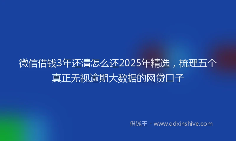 微信借钱3年还清怎么还2025年精选，梳理五个真正无视逾期大数据的网贷口子