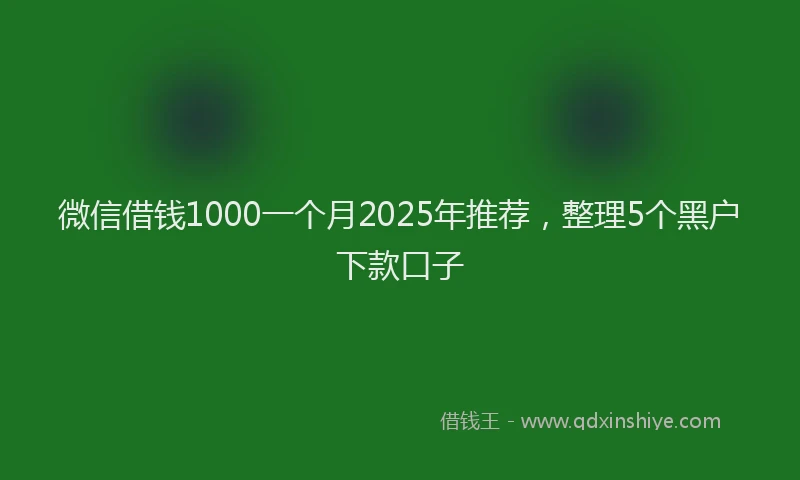 微信借钱1000一个月2025年推荐，整理5个黑户下款口子
