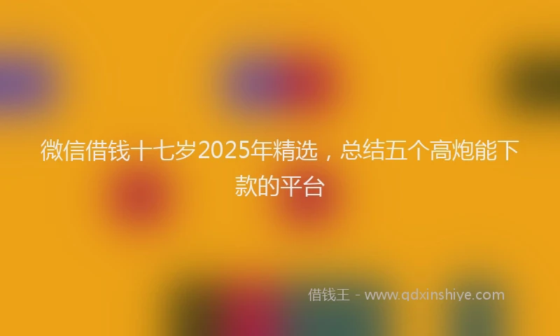 微信借钱十七岁2025年精选，总结五个高炮能下款的平台