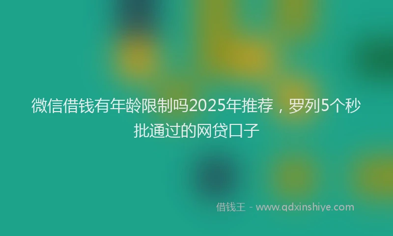 微信借钱有年龄限制吗2025年推荐，罗列5个秒批通过的网贷口子