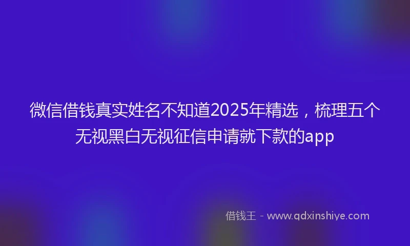 微信借钱真实姓名不知道2025年精选，梳理五个无视黑白无视征信申请就下款的app