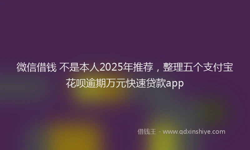 微信借钱 不是本人2025年推荐，整理五个支付宝花呗逾期万元快速贷款app