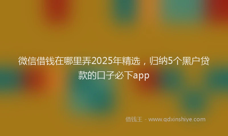 微信借钱在哪里弄2025年精选，归纳5个黑户贷款的口子必下app