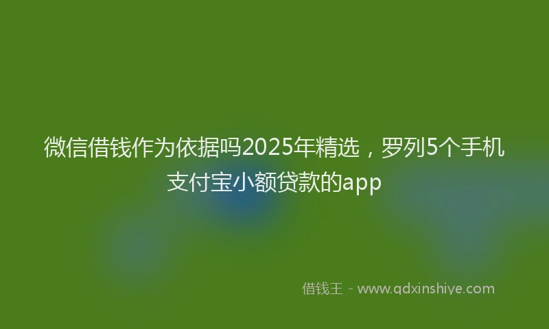 微信借钱作为依据吗2025年精选，罗列5个手机支付宝小额贷款的app