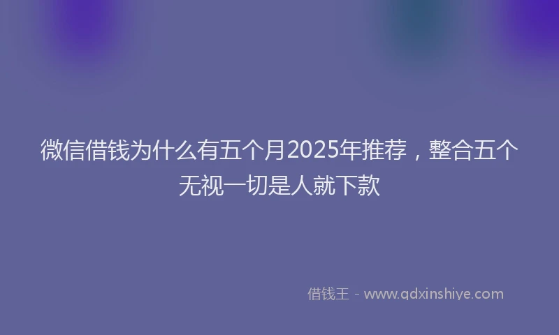 微信借钱为什么有五个月2025年推荐，整合五个无视一切是人就下款