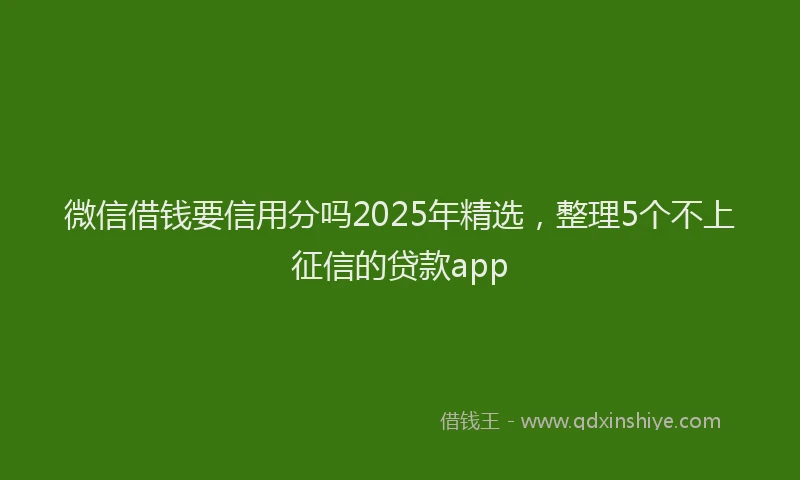 微信借钱要信用分吗2025年精选，整理5个不上征信的贷款app