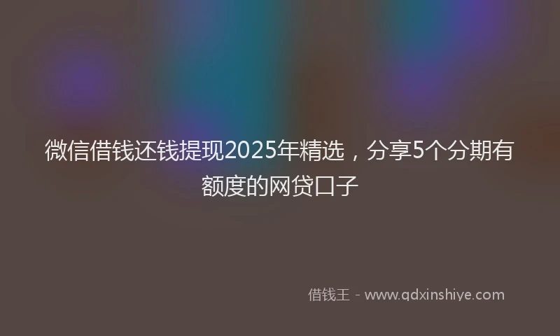 微信借钱还钱提现2025年精选，分享5个分期有额度的网贷口子