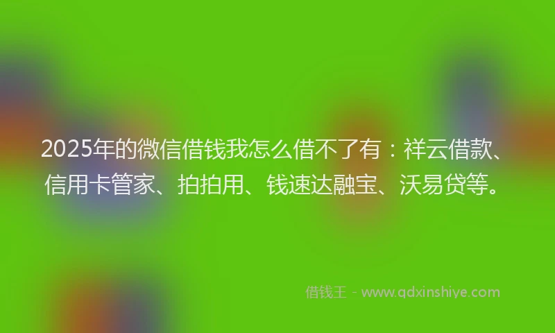 2025年的微信借钱我怎么借不了有：祥云借款、信用卡管家、拍拍用、钱速达融宝、沃易贷等。