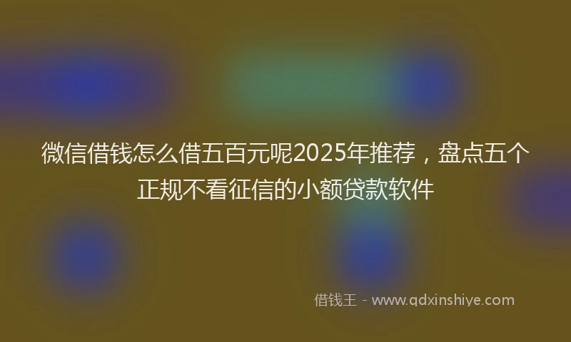 微信借钱怎么借五百元呢2025年推荐，盘点五个正规不看征信的小额贷款软件