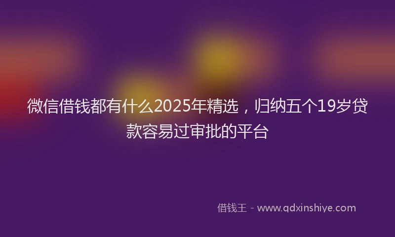 微信借钱都有什么2025年精选，归纳五个19岁贷款容易过审批的平台