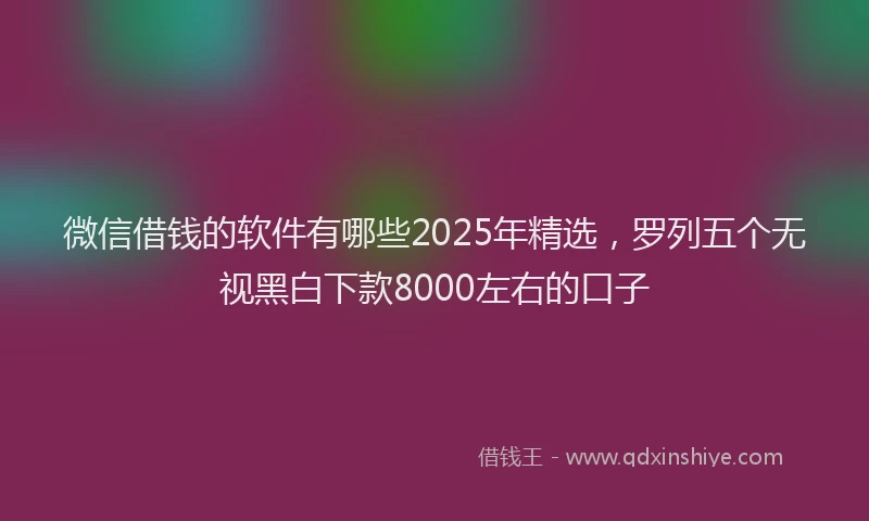 微信借钱的软件有哪些2025年精选，罗列五个无视黑白下款8000左右的口子