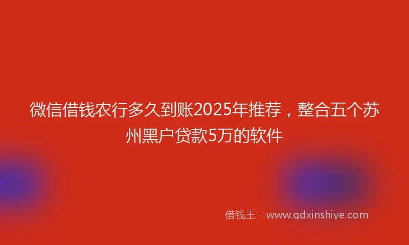 微信借钱农行多久到账2025年推荐，整合五个苏州黑户贷款5万的软件