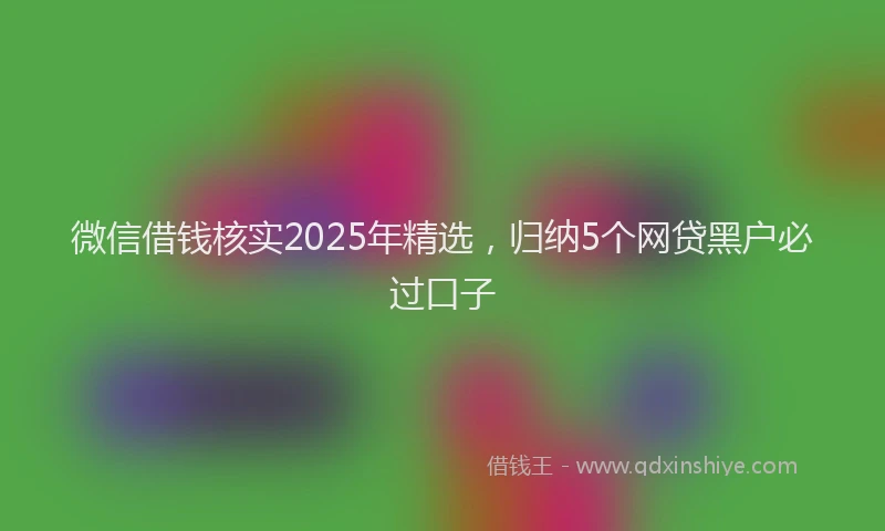 微信借钱核实2025年精选，归纳5个网贷黑户必过口子