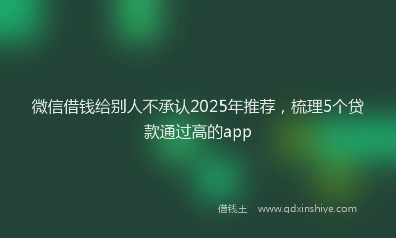 微信借钱给别人不承认2025年推荐，梳理5个贷款通过高的app