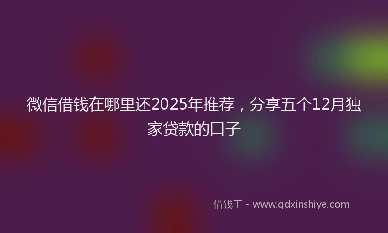 微信借钱在哪里还2025年推荐，分享五个12月独家贷款的口子