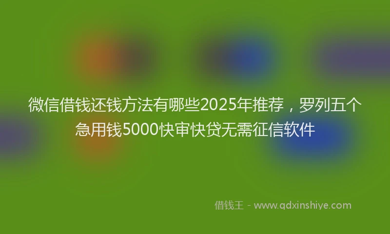 微信借钱还钱方法有哪些2025年推荐，罗列五个急用钱5000快审快贷无需征信软件