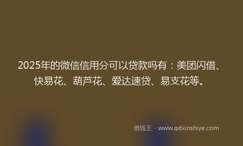 2025年的微信信用分可以贷款吗有：美团闪借、快易花、葫芦花、爱达速贷、易支花等。