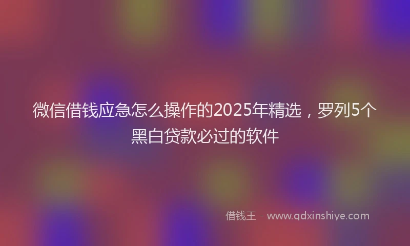 微信借钱应急怎么操作的2025年精选，罗列5个黑白贷款必过的软件
